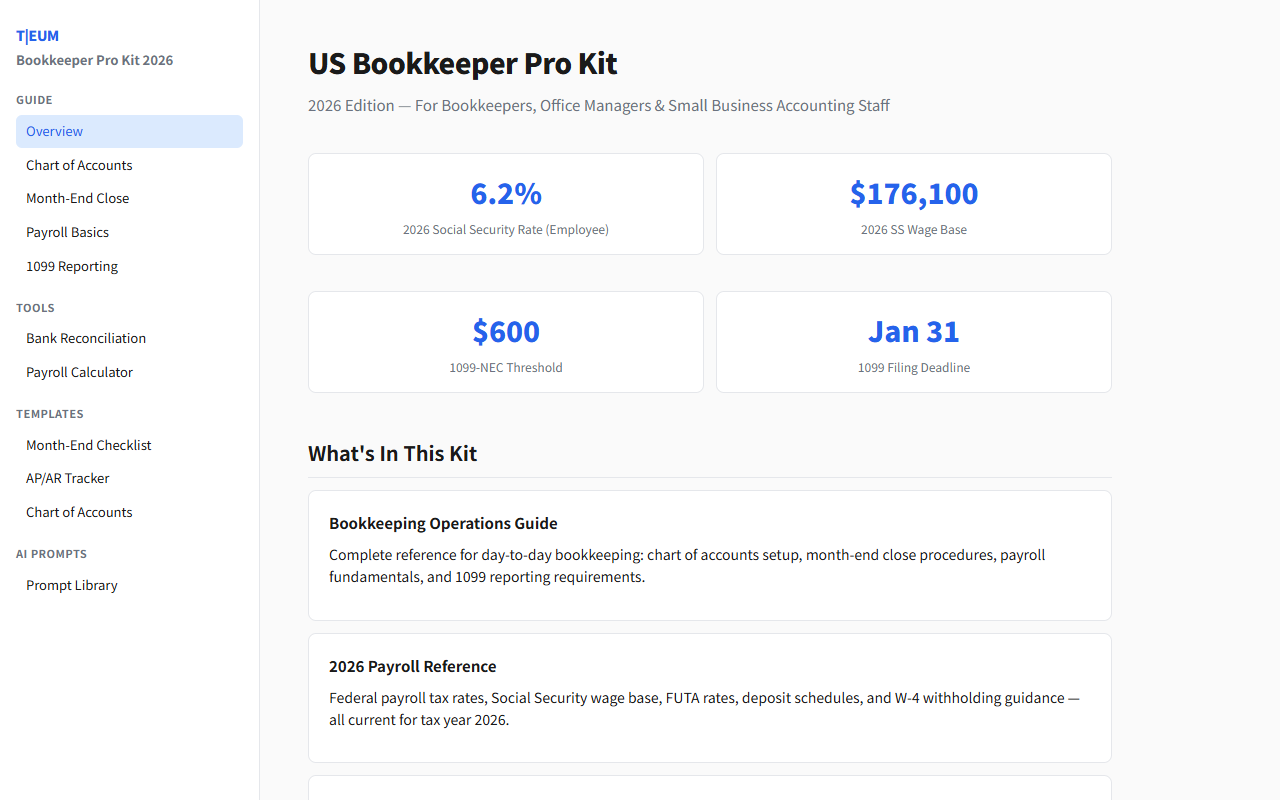 US Bookkeeper Pro Kit 2026
