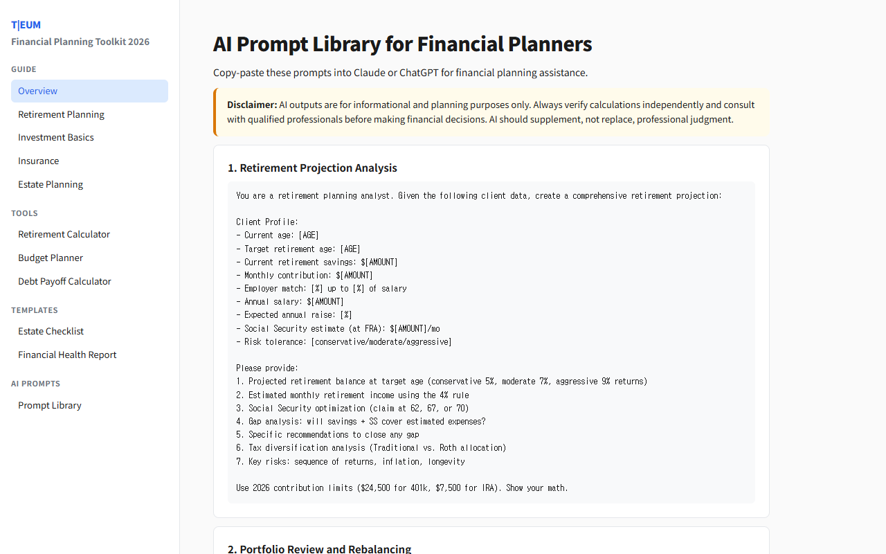 US Financial Planning Toolkit 2026 5