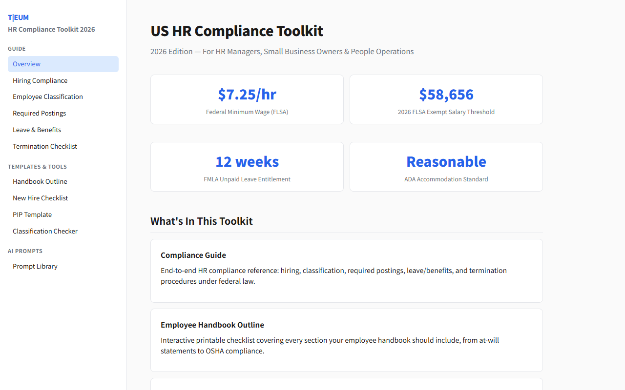 US HR 컴플라이언스 툴킷 2026