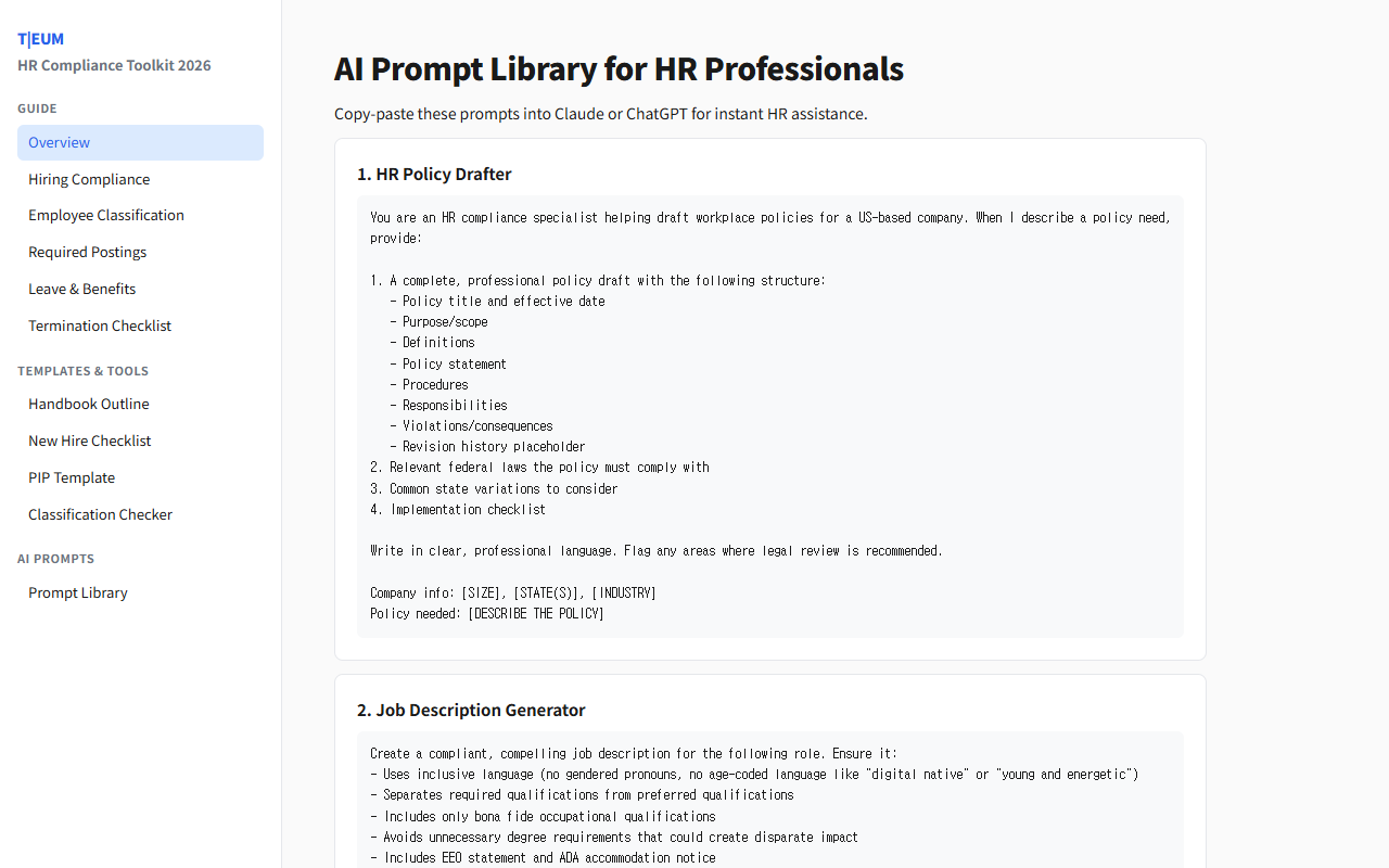 US HR 컴플라이언스 툴킷 2026 5