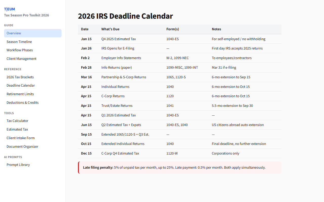 米国タックスシーズン プロツールキット 2026 2